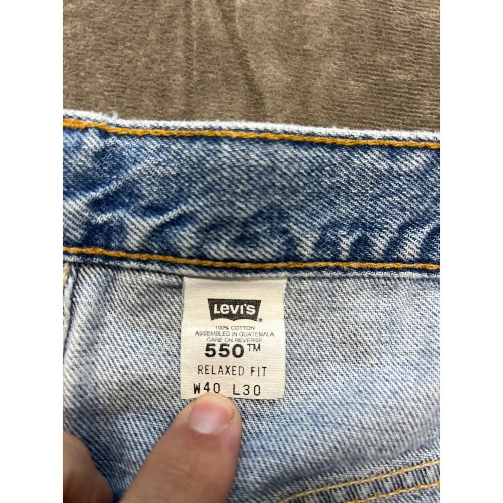 Levi's 550 Relaxed Fit Men's Jeans W40‎ L30 Blue Denim Casual Classic black bat